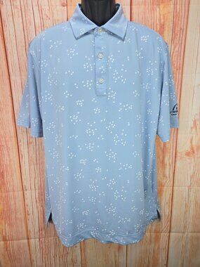 FootJoy Mens Blue Bird Print Polo Large Sky Creek Ranch GC